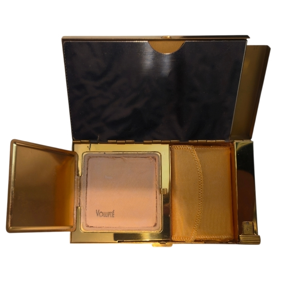 Volupte Vintage 1950s Gold Metal Evening Makeup Case Compact Purse - Picture 6 of 8